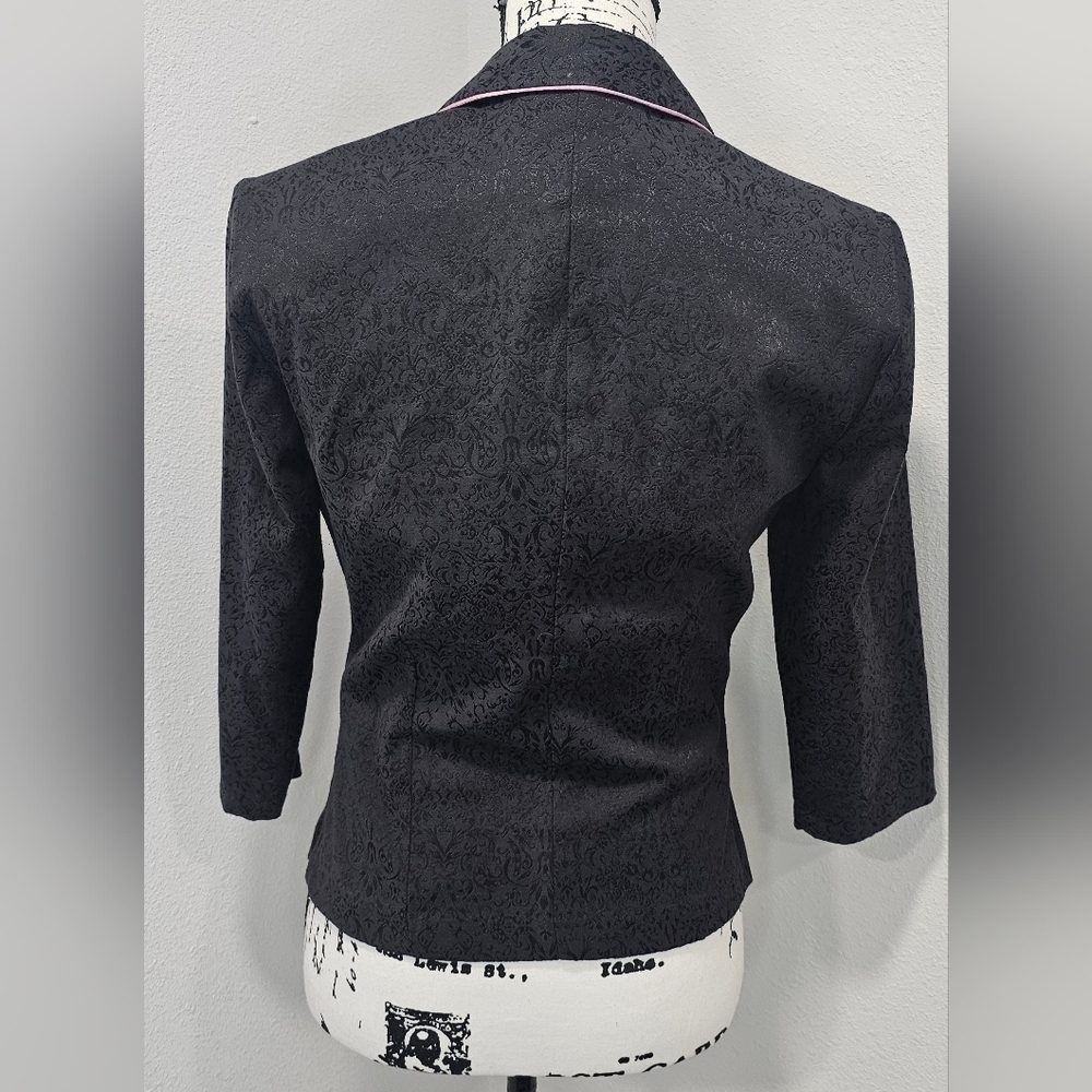 My Michelle Women's Junior Black Blazer Pink Trim Size 5/6 Career Office Jacket - Picture 7 of 15